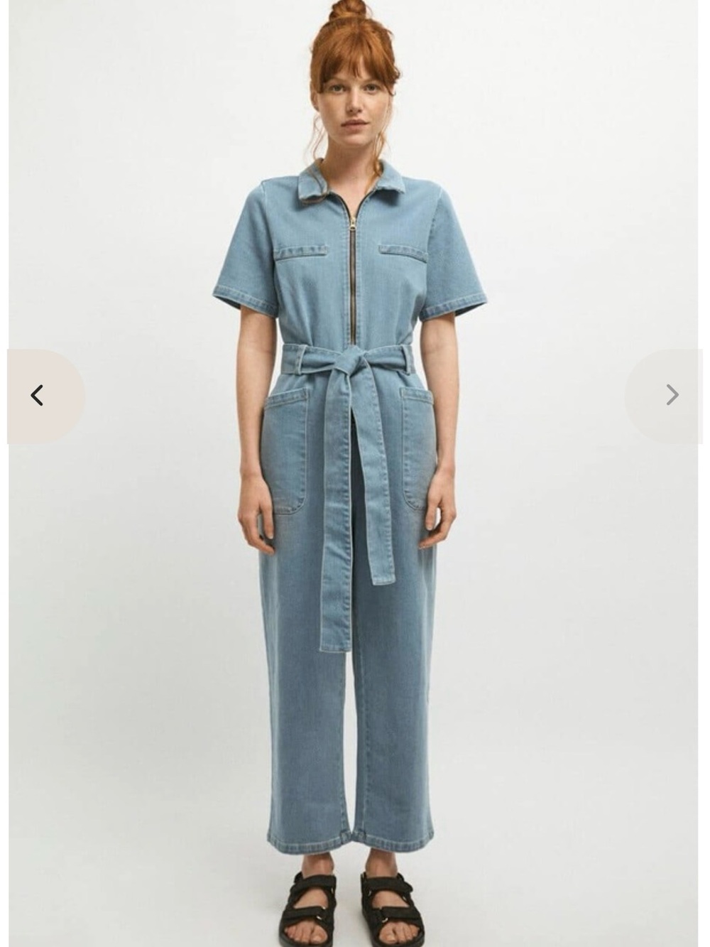 Rita Row Olga Denim Jumpsuit Belted With Pockets Size XS Made In Portugal